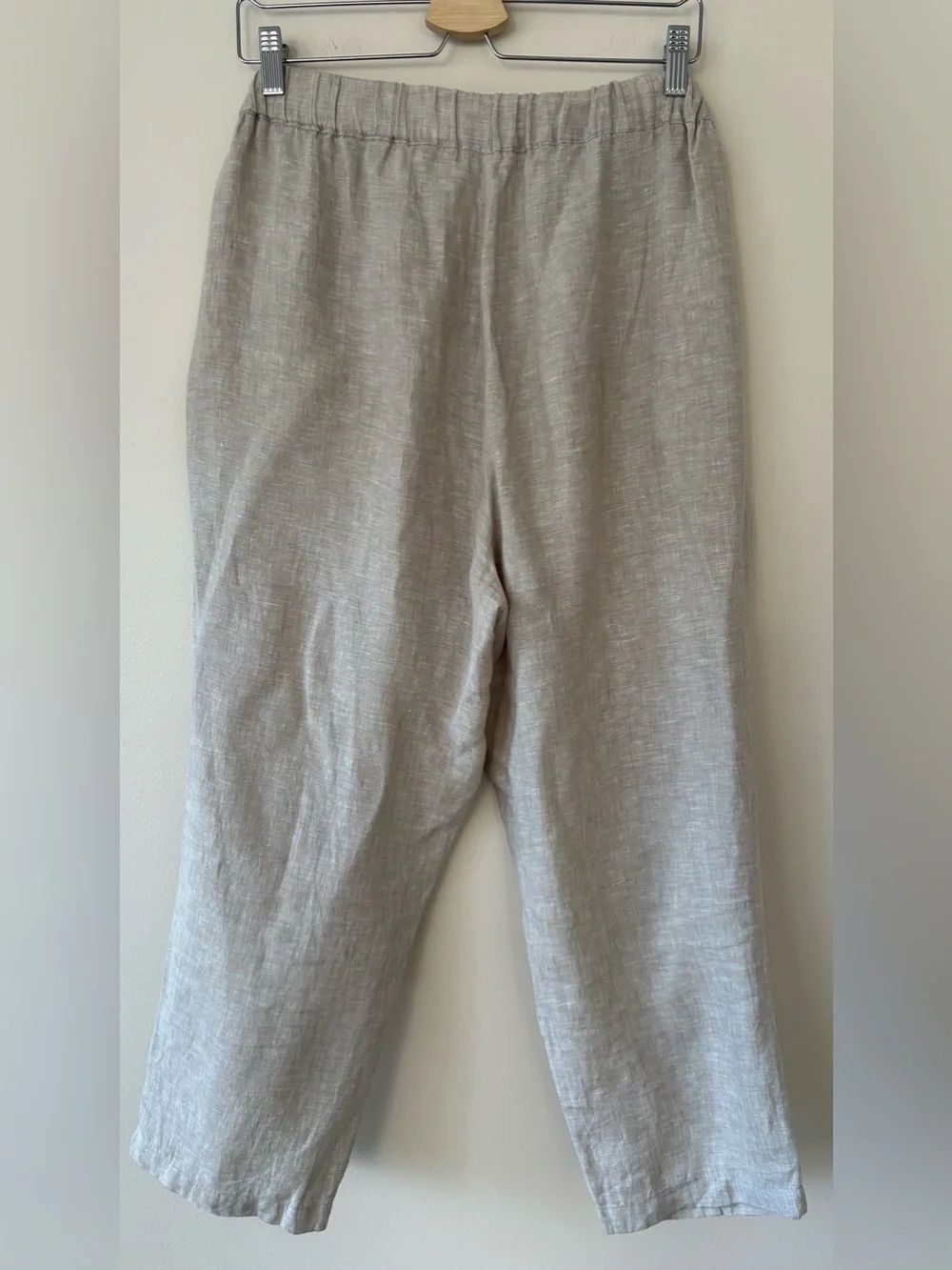 Quince 100% European Linen Tapered Ankle Pants Flax Beige Size L